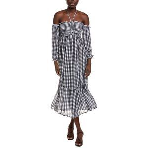 Ipponelli Womens  Off-The-Shoulder Midi Dress, Black